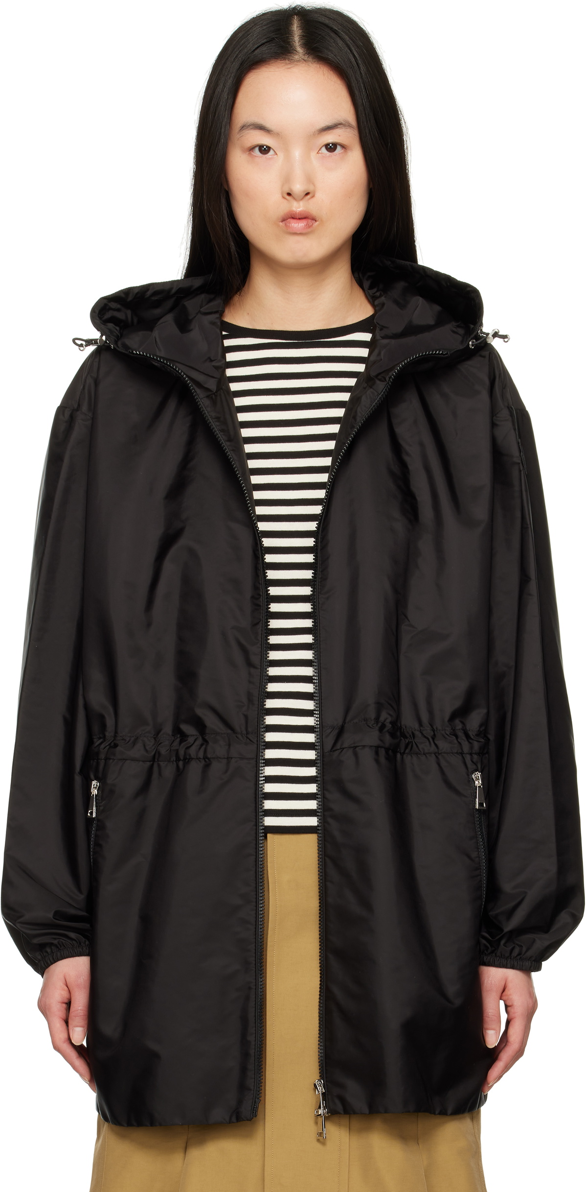 【関税込み】Moncler ブラック Wete ジャケット Moncler Wete Parka Jacket with Gathered Waist | Neiman Marcus