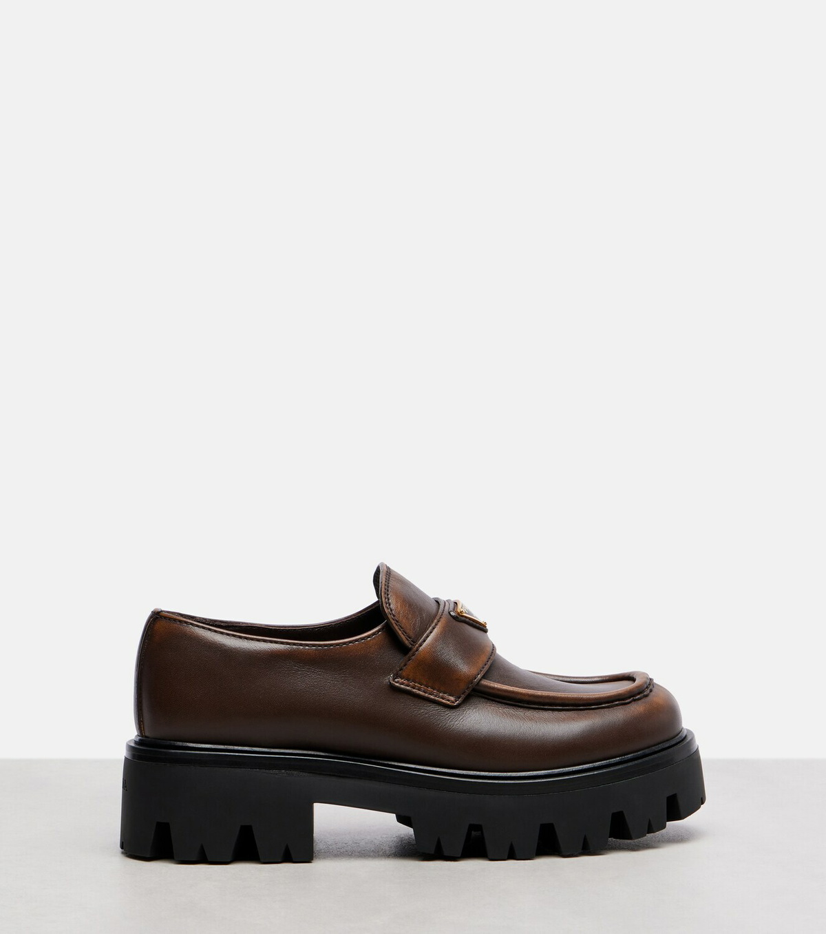 Prada Logo leather platform loafers
