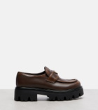 Prada Logo leather platform loafers