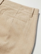FRAME - Straight-Leg Pleated Cotton-Corduroy Trousers - Neutrals