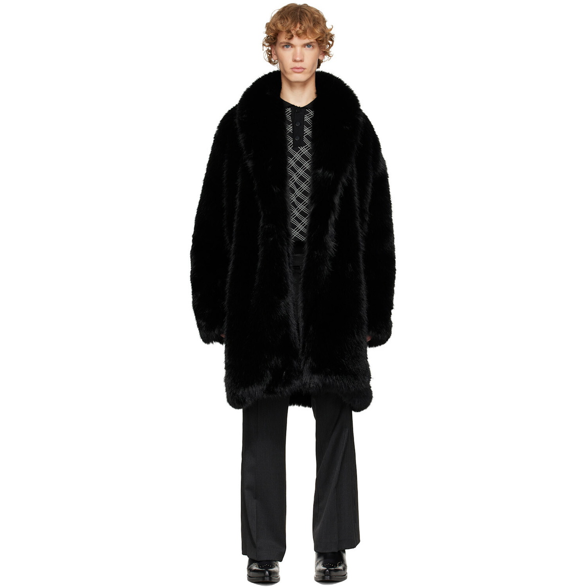Ernest W. Baker Black Faux-Fur Coat