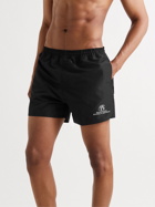 Balenciaga - Short-Length Logo-Embroidered Swim Shorts - Black