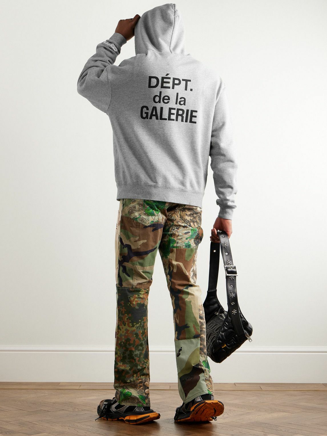 Gallery Dept Logo Print Cotton Blend Jersey Zip Up Hoodie Gray Gallery Dept Logo Print Cotton Blend Jersey Zip Up Hoodie Gray