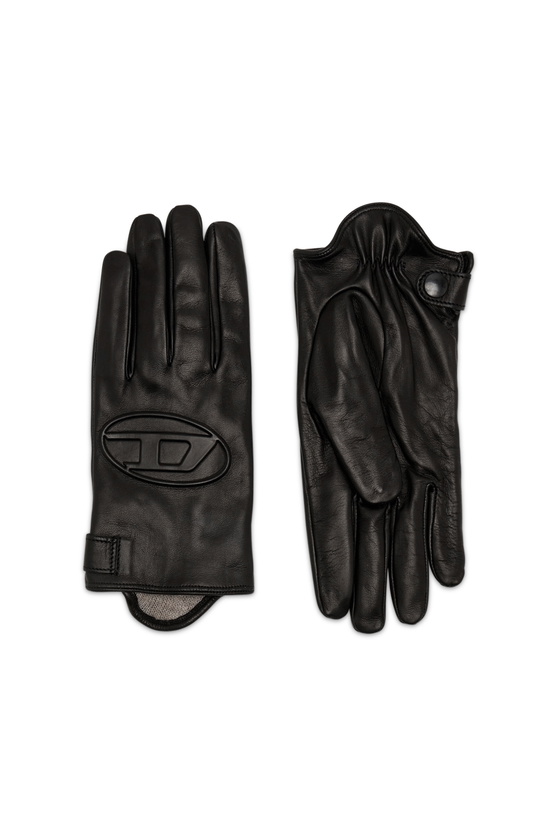 Photo: Diesel Leather gloves with 3D Oval D logo - Gloves - Unisex - Black