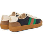 Gucci - JBG Webbing-Trimmed Leather and Suede Sneakers - Men - Navy