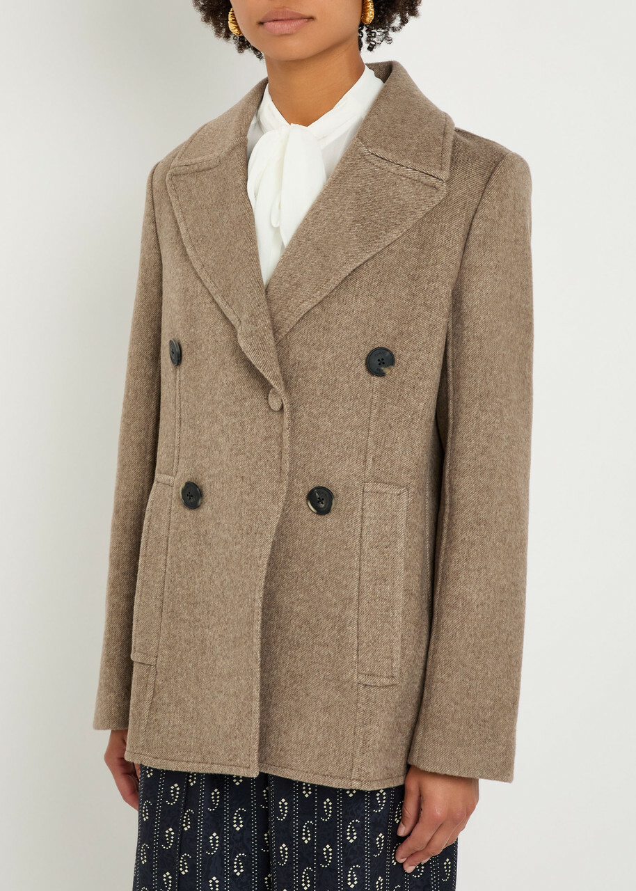 Tory Burch Wool-twill Jacket Light Brown