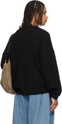 Fear of God ESSENTIALS Black Signature Waffle 90s Crewneck Sweater