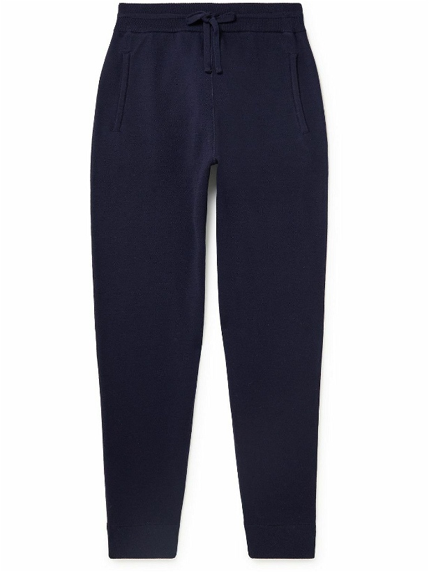 Photo: Mr P. - Tapered Double-Faced Merino Wool-Blend Sweatpants - Blue