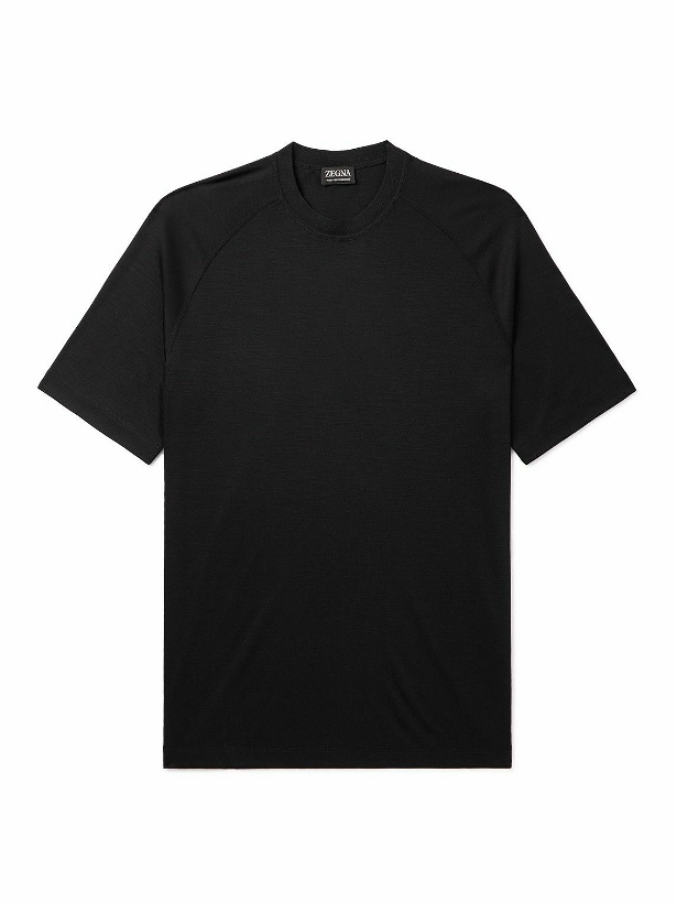 Photo: Zegna - High Performance™ Wool-Jersey T-Shirt - Black
