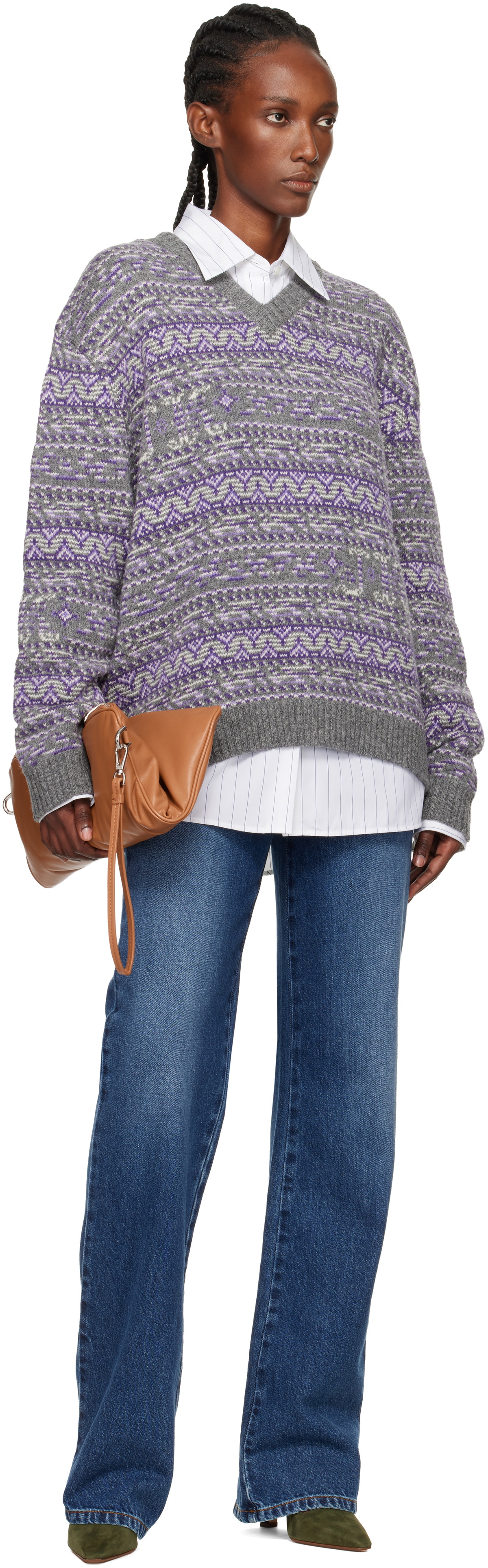 Julie Kegels Gray Kair V-Neck Sweater