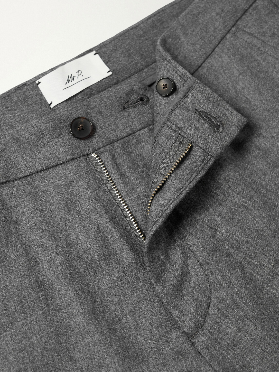 Mr P. - Straight-Leg Wool-Flannel Cargo Trousers - Gray