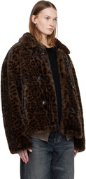 Andersson Bell Brown & Black Leopard Fur Duffle Jacket