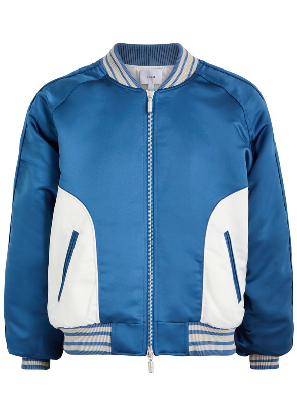 Photo: Rhude Chamonix Ski Souvenir Satin Bomber Jacket Blue And White