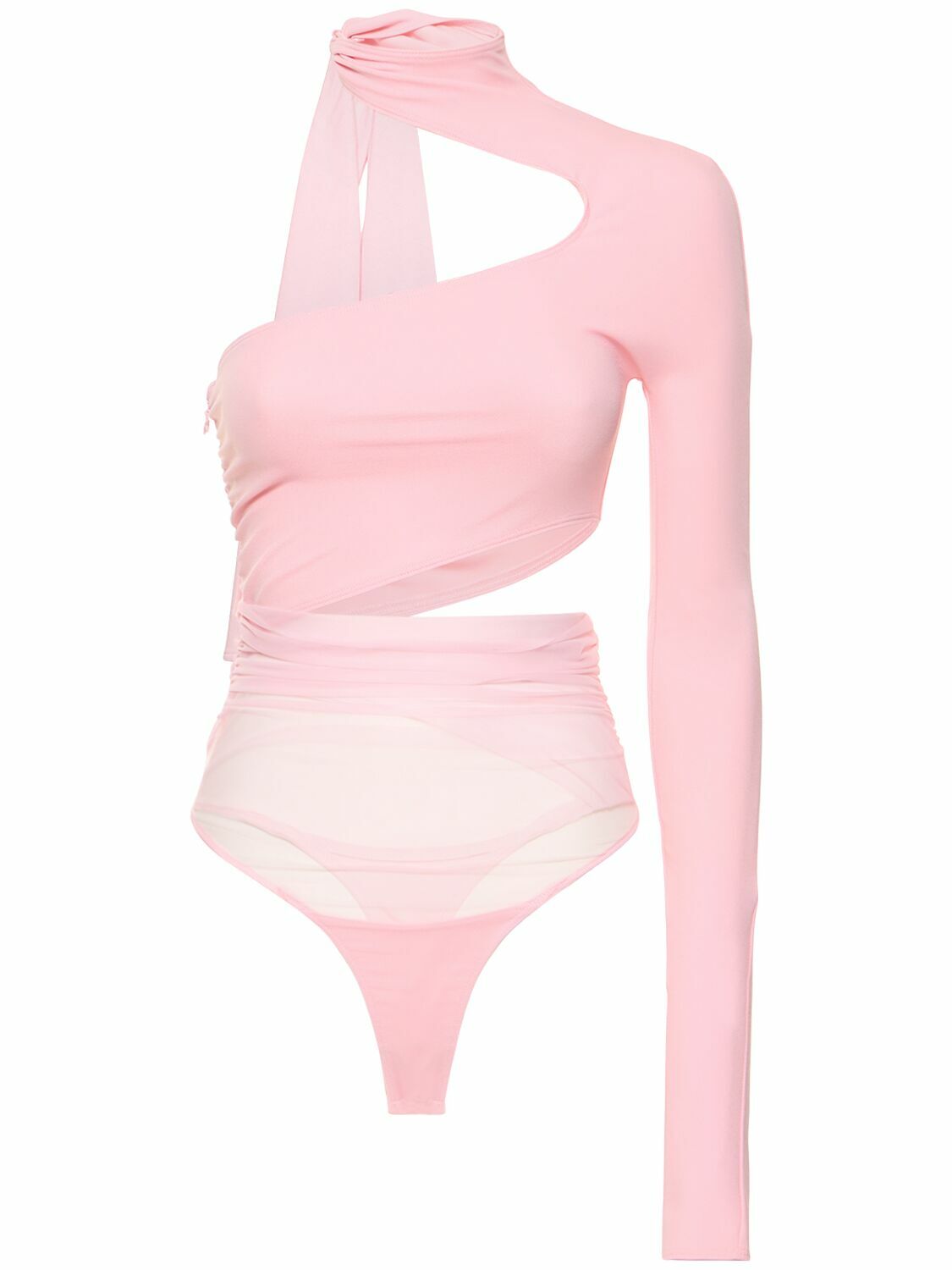 MUGLER - Lvr Exclusive Jersey & Tulle Cutout Body Mugler