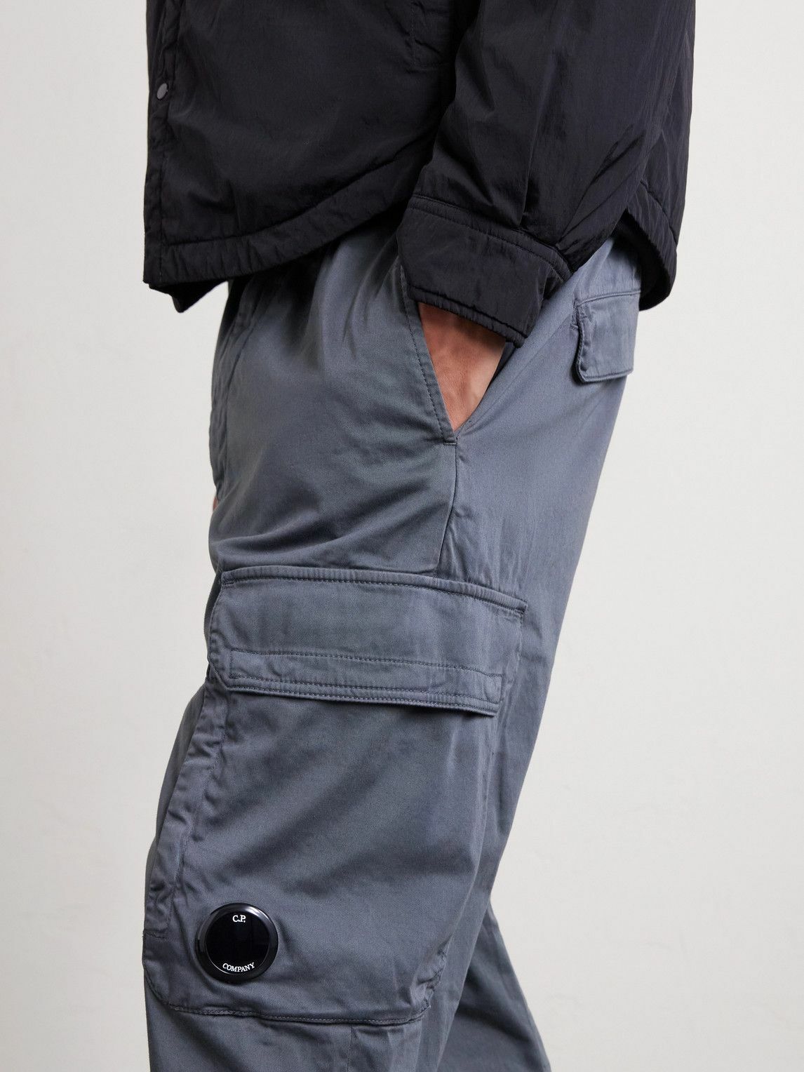 C.P. Company - Straight-Leg Logo-Appliquéd Cotton-Blend Cargo Trousers - Gray