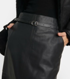 Yves Salomon Leather midi skirt