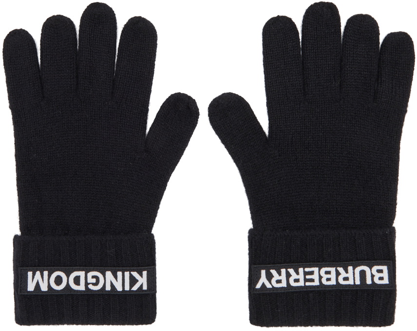 Burberry Black Cashmere Logo & 'Kingdom' Gloves