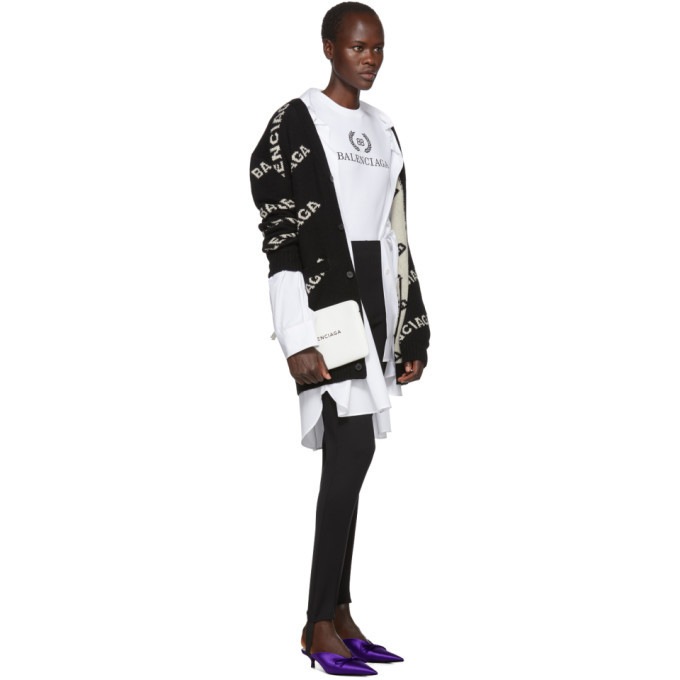 【美品】BALENCIAGA ブラック ロゴ ジャガード カーディガン Balenciaga Black Jacquard Logo Cardigan Balenciaga
