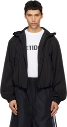 We11done Black Gathered Neck Hoodie Jacket