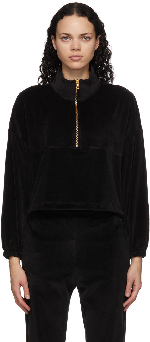 Gil Rodriguez Gil Rodriguez Black Velour Diana Half-Zip Sweatshirt Gil Rodriguez