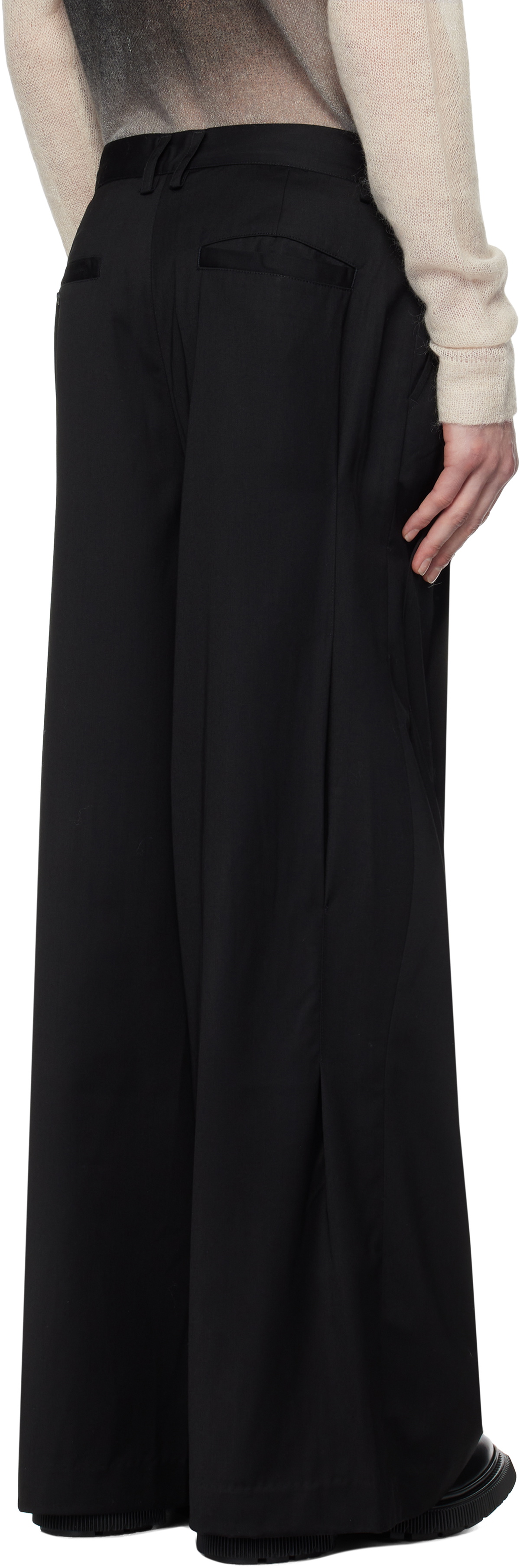 C2H4 Black Tortuosity Shaped Wide-Leg Trousers