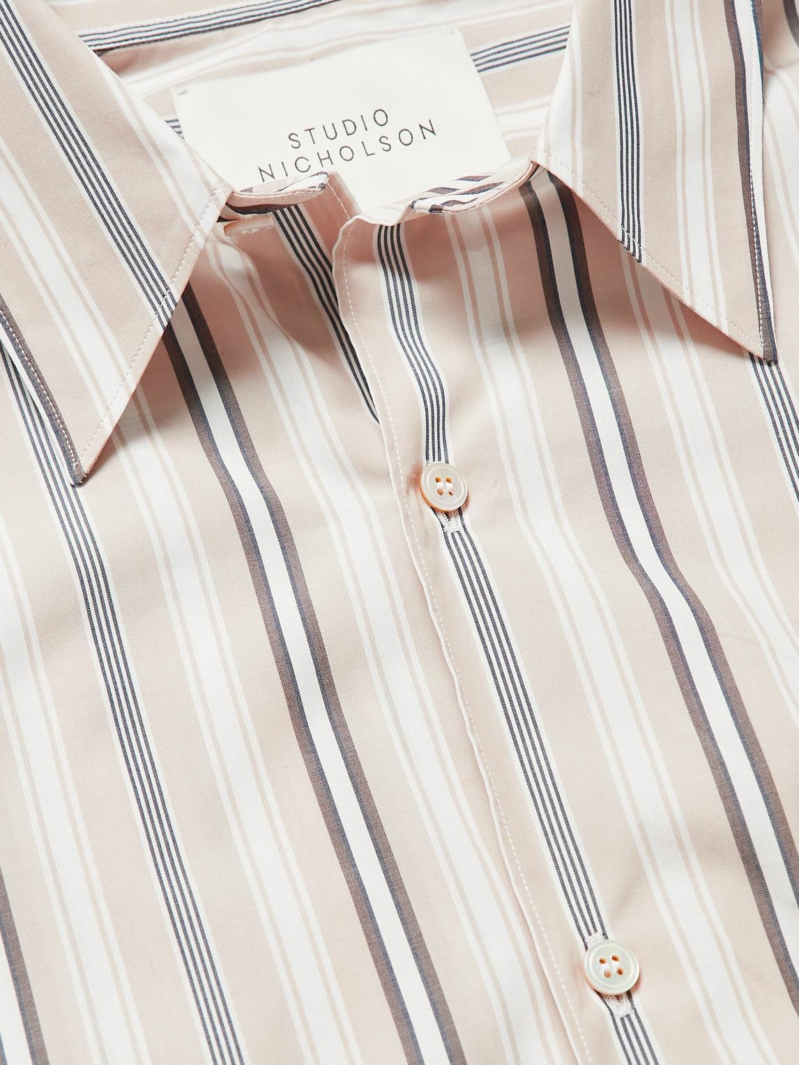 Studio Nicholson - Sorono Striped Cotton-Poplin Shirt - Brown