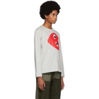 Comme des Garcons Play Grey Horizontal Heart Long Sleeve T-Shirt