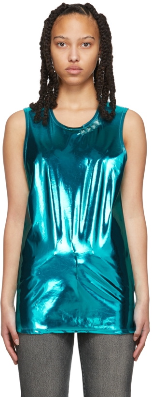 Photo: Doublet Blue Stud Embroidered Metallic Tank Top