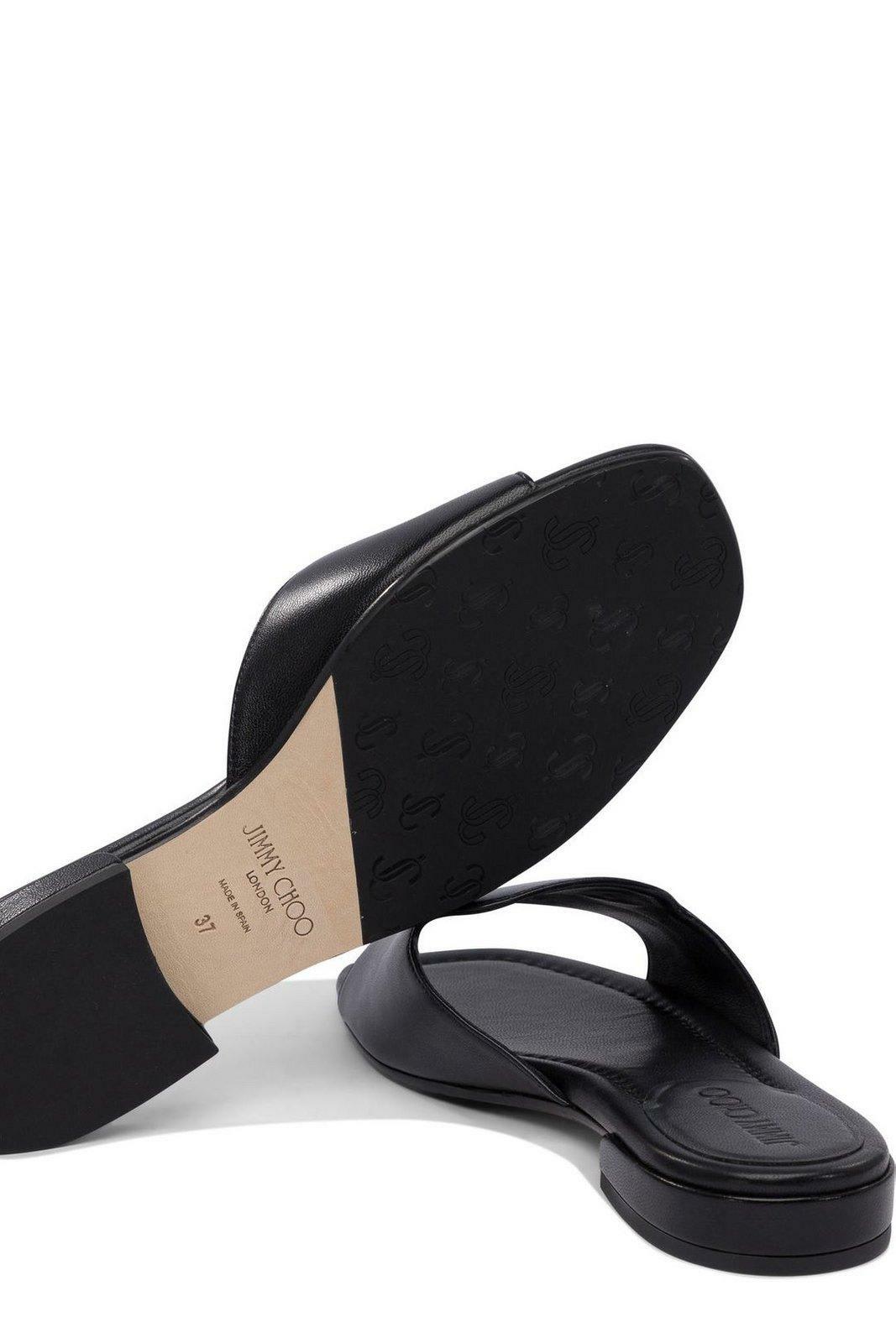 ◆正規品・新品◆Jimmy Choo Dina Logo Plaque Slides Jimmy Choo Dina Slides | Black | FARFETCH