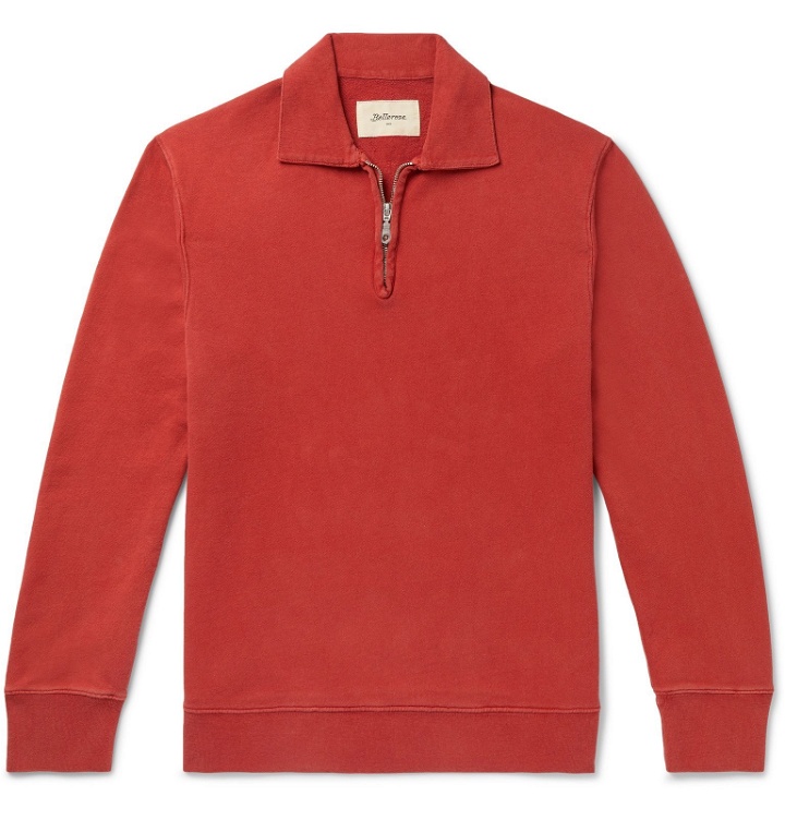 Photo: Bellerose - Slim-Fit Loopback Cotton-Jersey Half-Zip Sweater - Orange