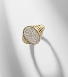 Yvonne Léon Chevalière Ovale 9kt gold ring with diamonds
