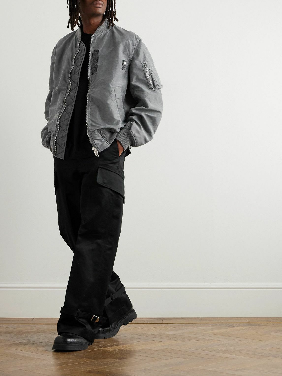 Sacai - Webbing-Trimmed Garment-Dyed Nylon Bomber Jacket
