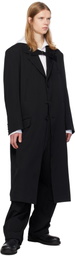 Y's For Men Black Lapel Buckle Tab Coat