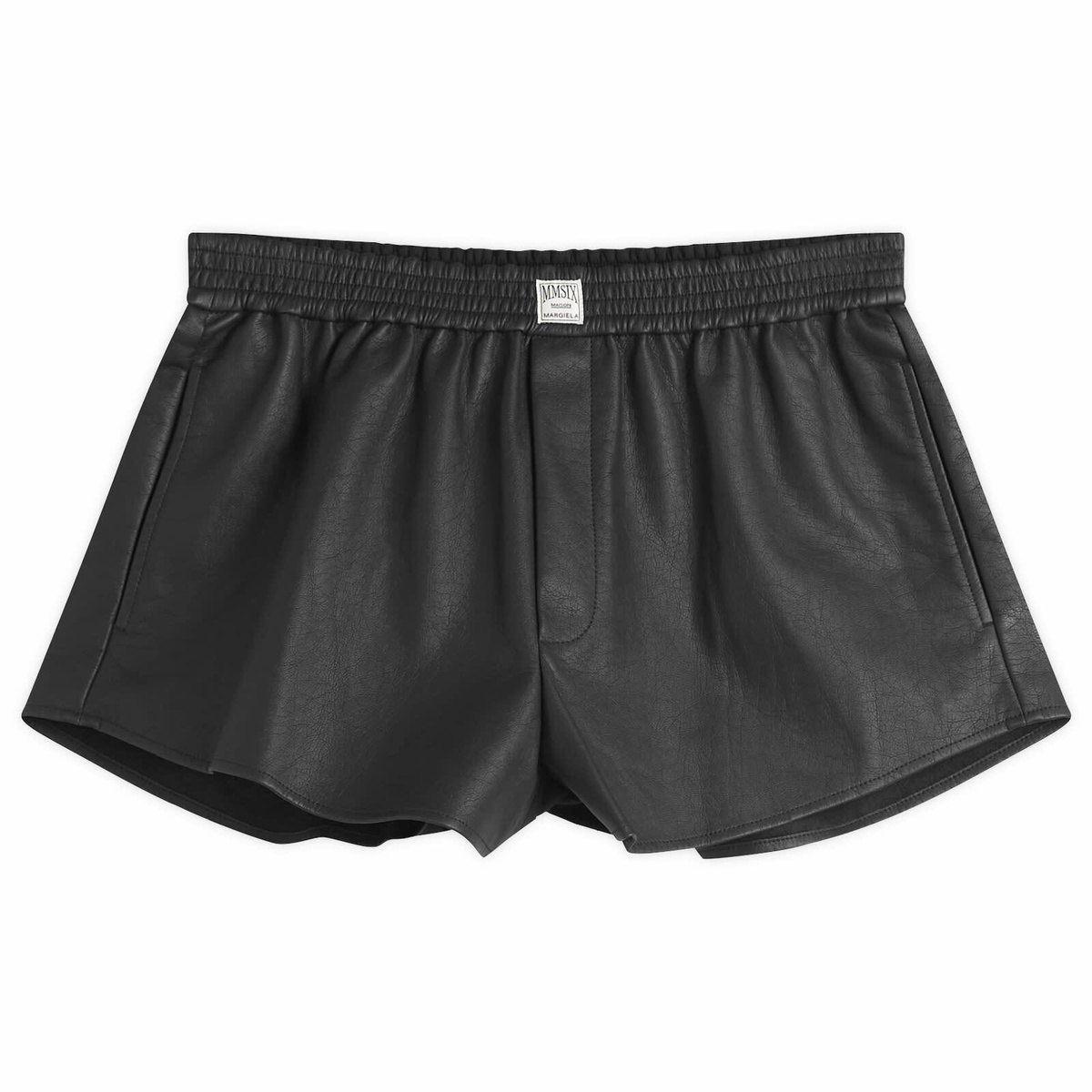 MM6 Maison Margiela Black Bike Faux-Leather Shorts MM6 Maison Margiela