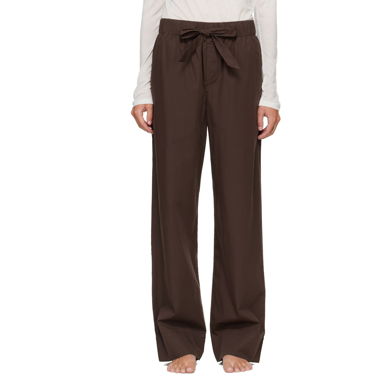 Tekla Brown Poplin Pyjama Pants