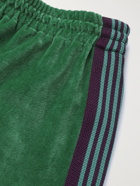 Needles - Logo-Embroidered Webbing-Trimmed Cotton-Blend Velour Sweatpants - Green - L