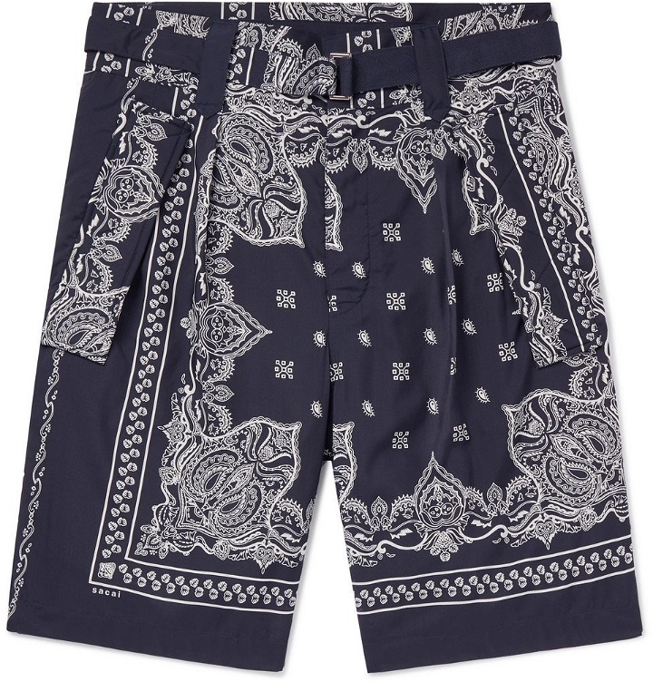 Photo: Sacai - Printed Woven Shorts - Men - Navy