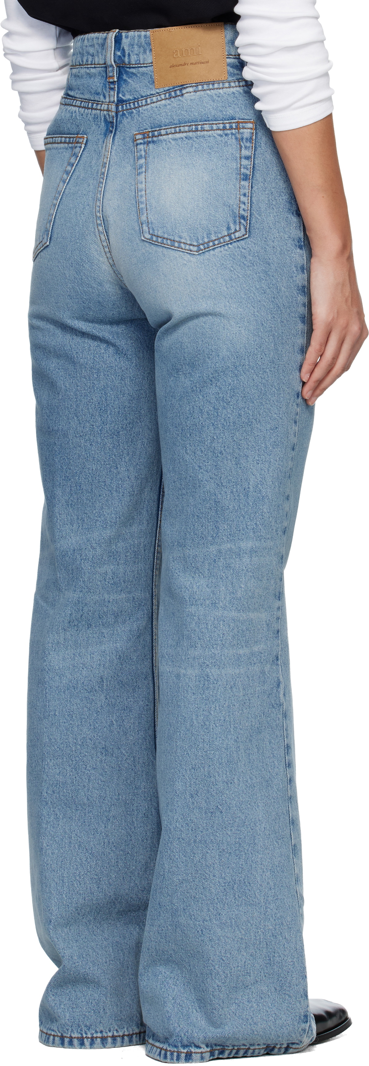 AMI Paris Blue Cotton Flare Fit Jeans
