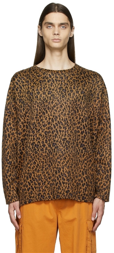 Photo: South2 West8 Brown Leopard Wool Jacquard Sweater