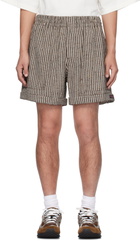 Bottega Veneta Brown & White Knotted Viscose Mini Check Shorts