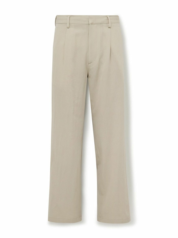 Photo: Auralee - Straight-Leg Pleated Cotton and Wool-Blend Gabardine Trousers - Neutrals
