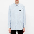 Comme des Garçons Play Men's Black Heart Multi Stripe Shirt in Light Blue/White/Grey