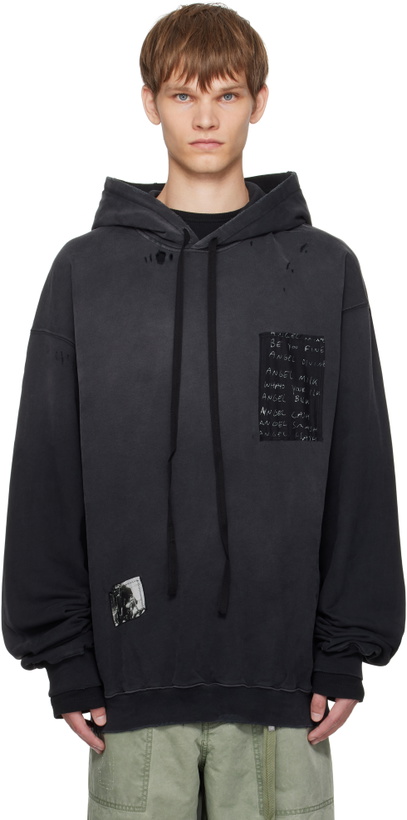Photo: Ann Demeulemeester Black Ollie High-Comfort Printed Patches Hoodie