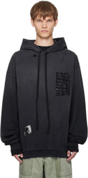 Ann Demeulemeester Black Ollie High-Comfort Printed Patches Hoodie
