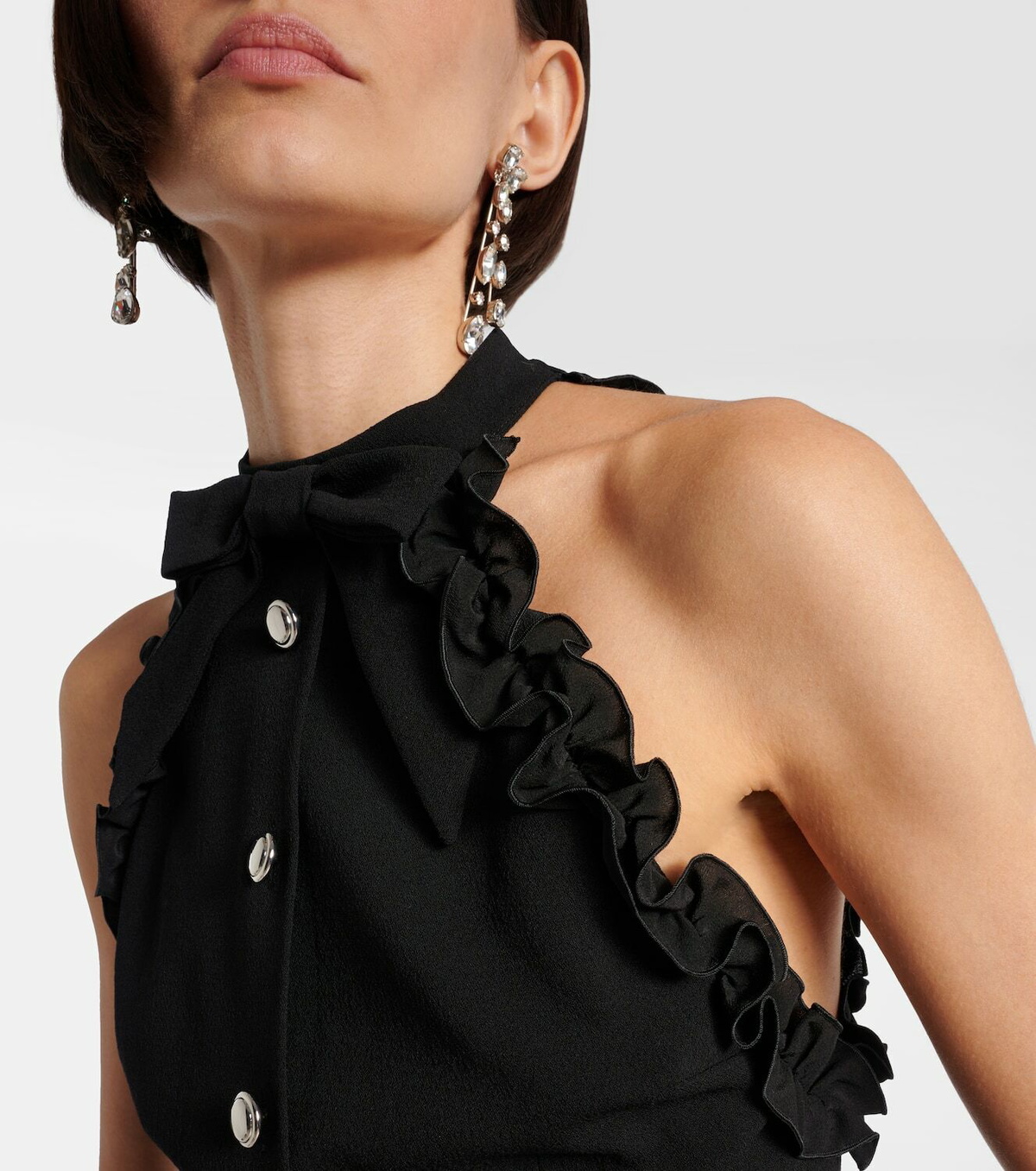Alessandra Rich Bow-detail wool-blend crêpe minidress