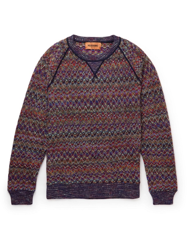 Photo: Missoni - Crochet-Knit Wool-Blend Sweater - Purple