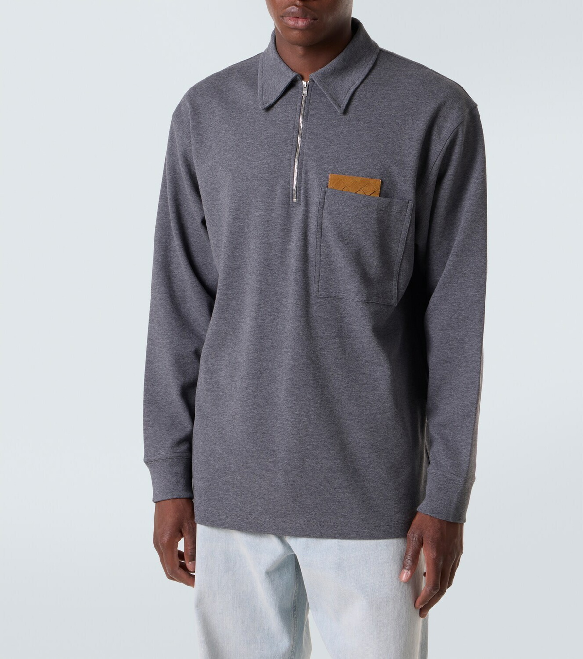 Bottega Veneta Intrecciato cotton jersey polo sweater