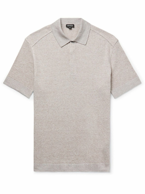 Photo: Zegna - Cotton, Linen and Silk-Blend Polo Shirt - Brown