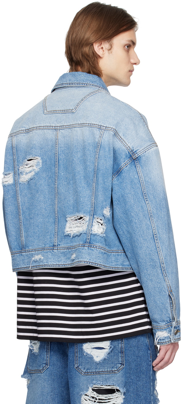 Distressed shearling hot sale denim jacket