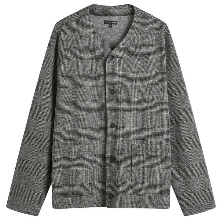 Photo: Engineered Garments Men's Knit Cardigan in Black/Grey Glen Plaid